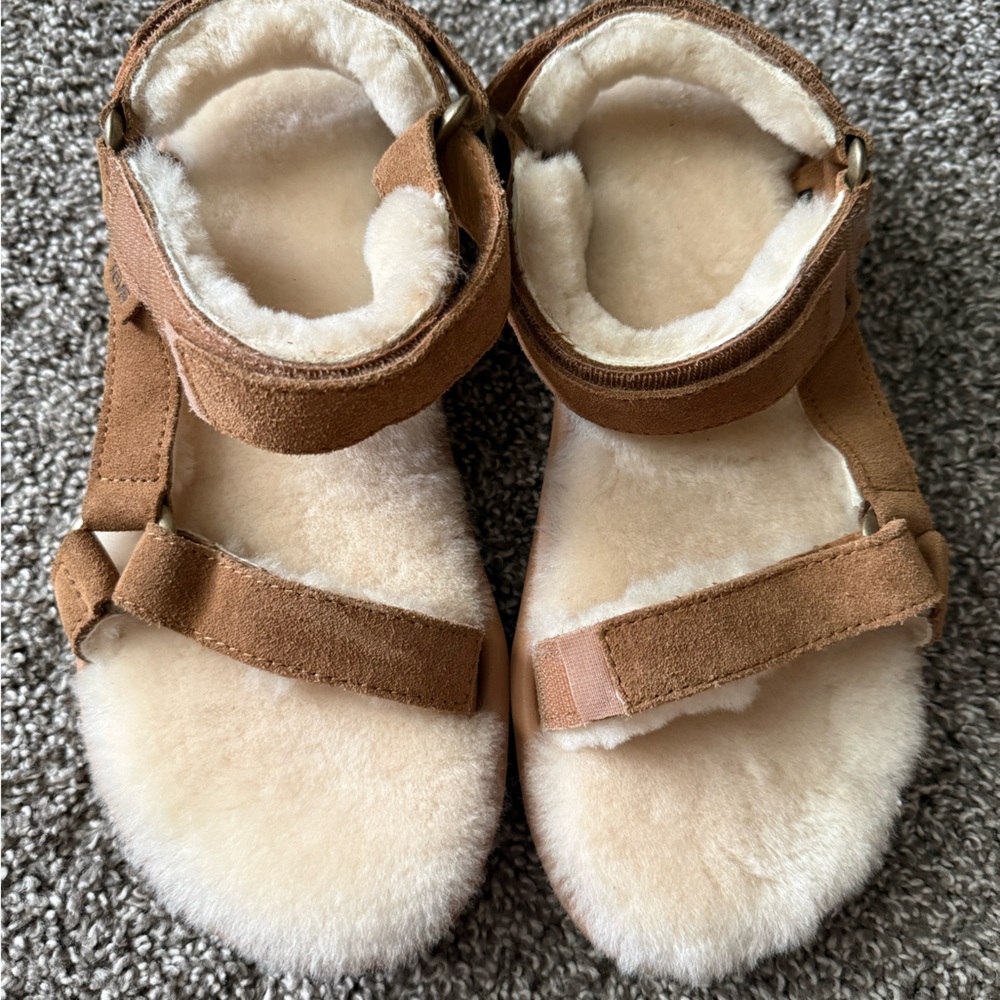 Teva Brown Shearling Lined Women's Sandals